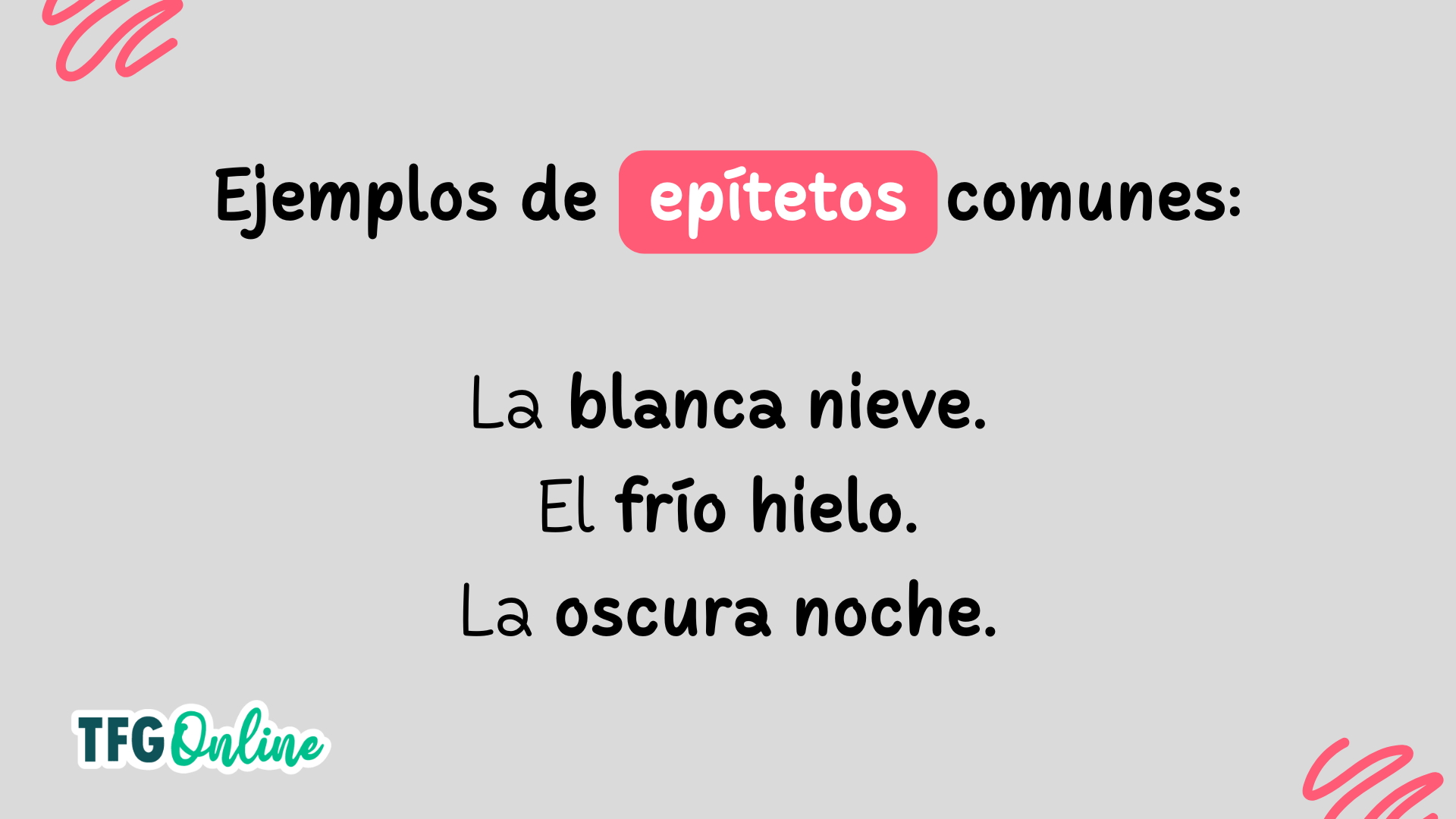 ejemplos de epítetos comunes